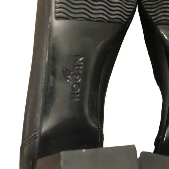 Hogan Block Heel Pumps Black with Red Cap Toe Leather and Patent 2" heel size 38 - Picture 13 of 15